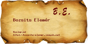 Bozsits Elemér névjegykártya